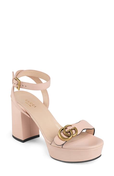 gucci marmont pink sandal|Gucci Marmont flat leather sandals.